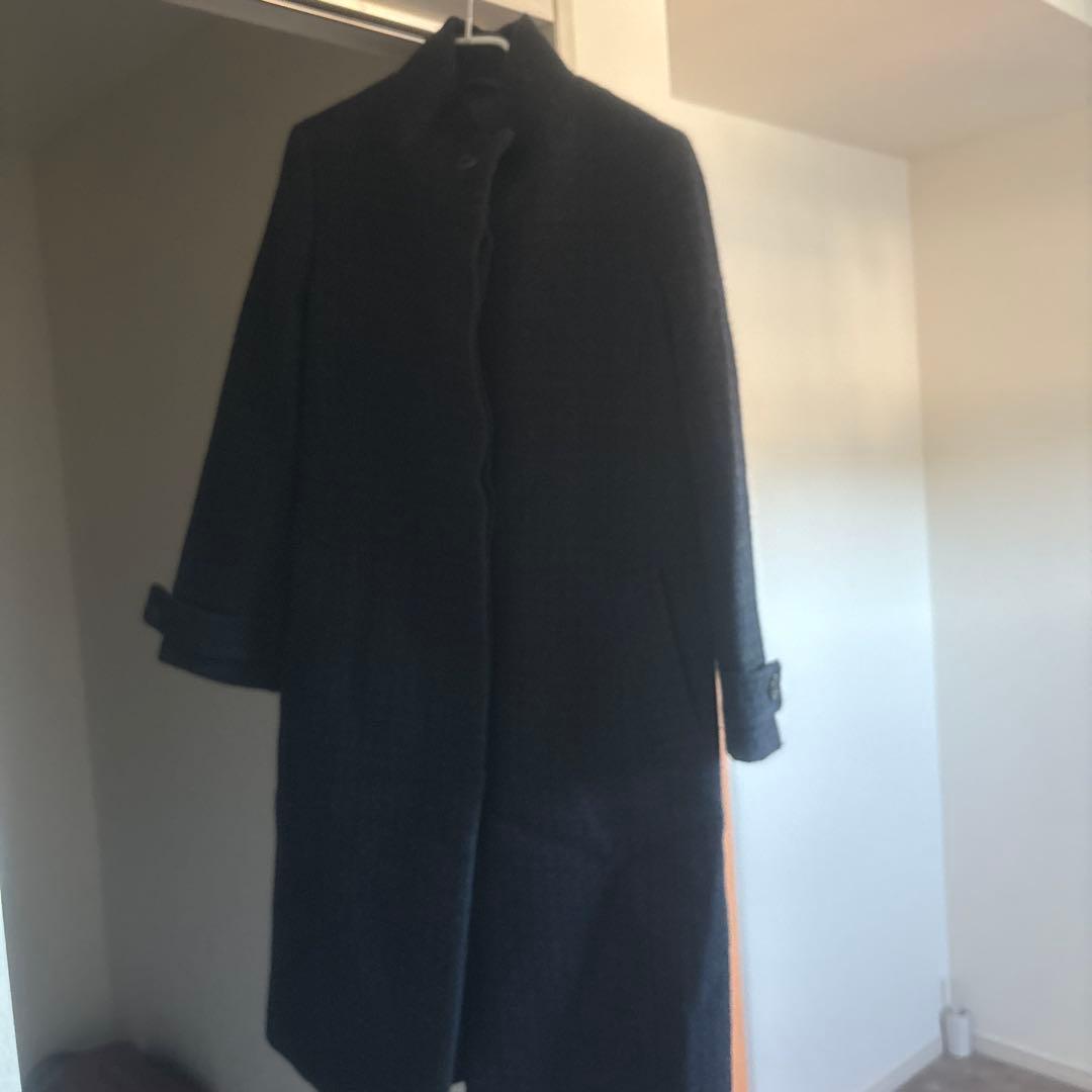 Paul Stuart ダークネイビーツイード　 ロングコート サイズ4