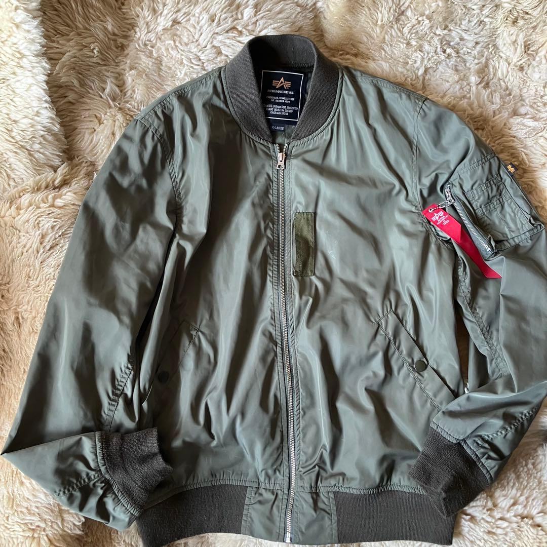 ALPHA MA-1 フライトジャケットリボンXLカーキー　グランパコアY2K