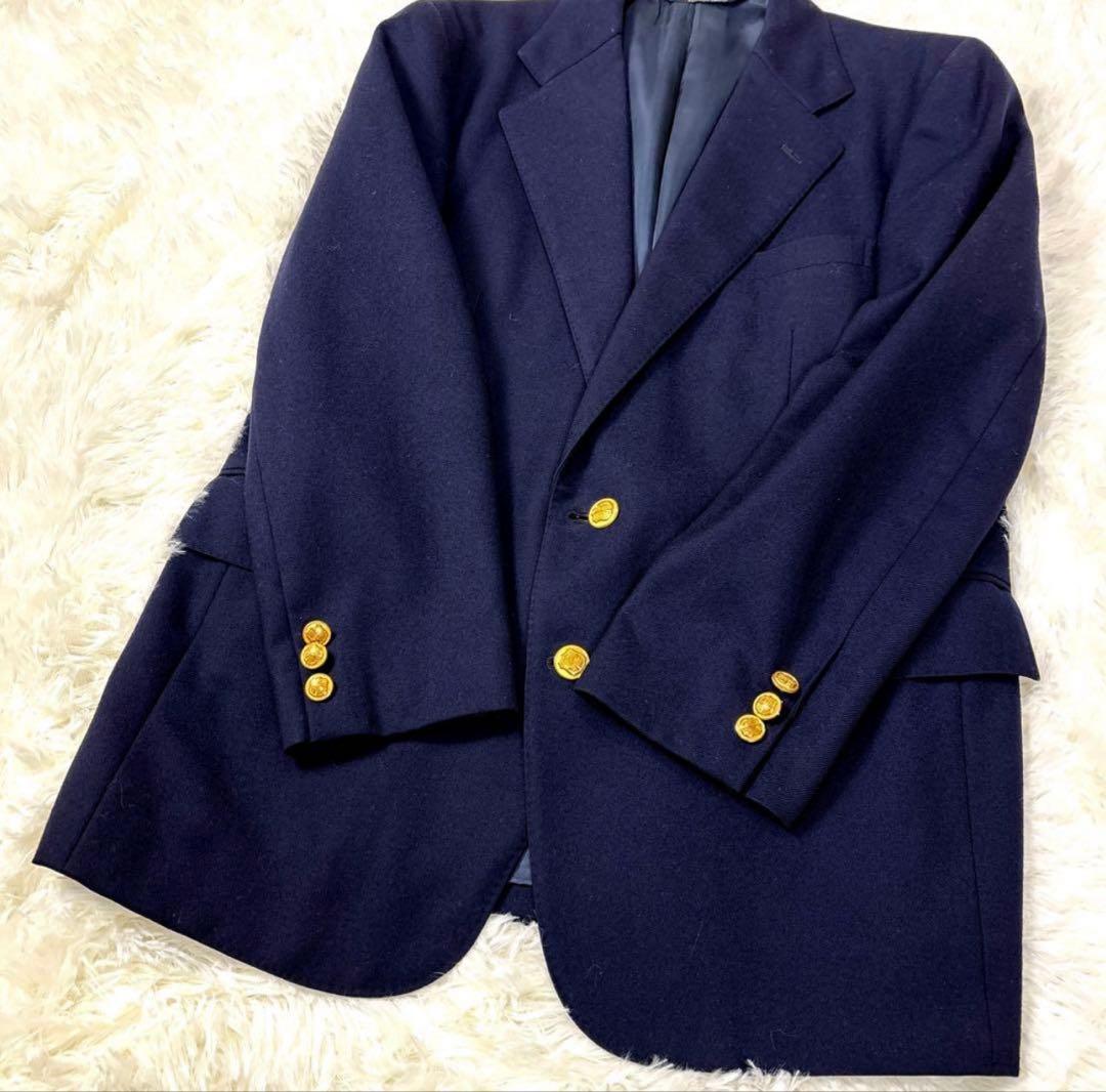 美品✨ポロ ラルフローレン 紺ブレ 金ボタン ジャケット 2B T17