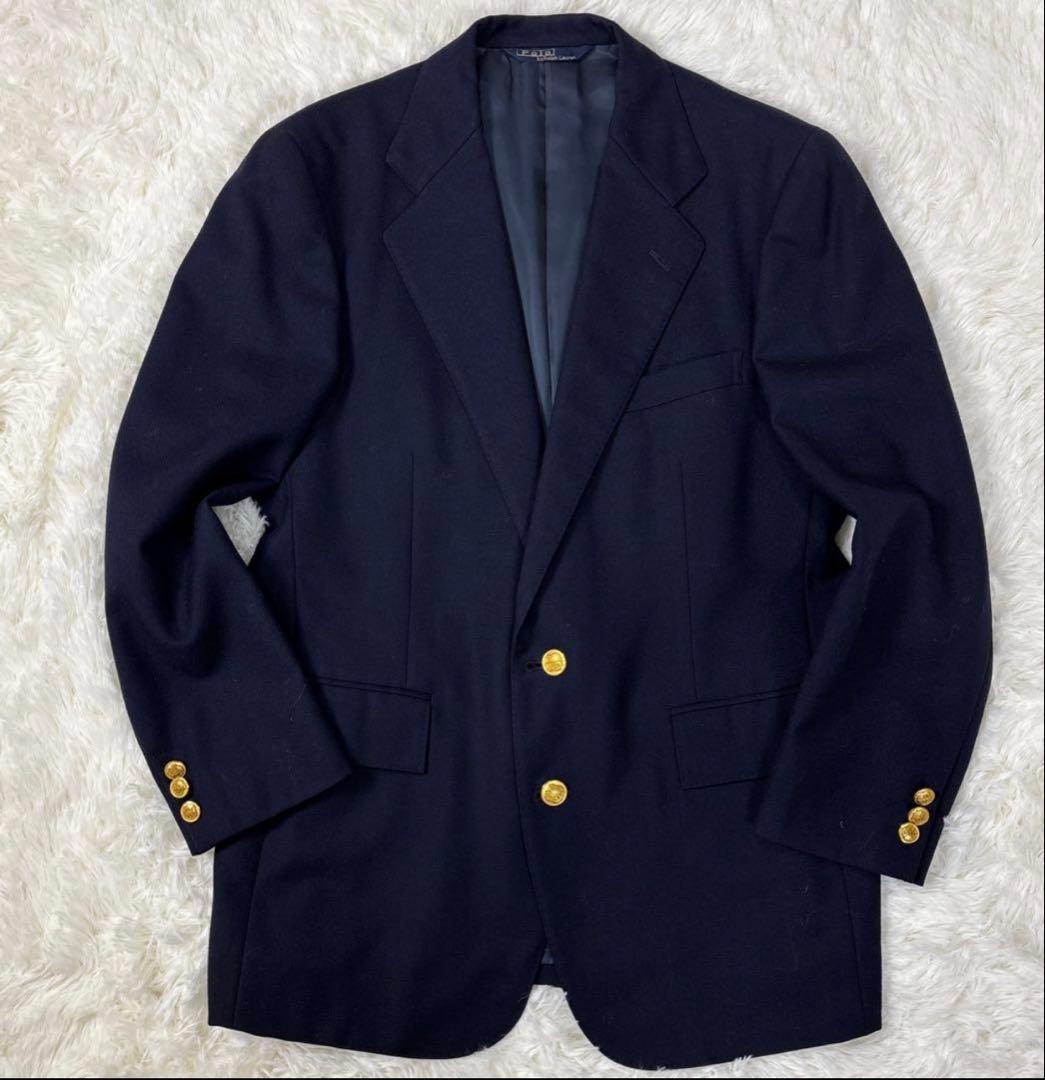 美品✨ポロ ラルフローレン 紺ブレ 金ボタン ジャケット 2B T17