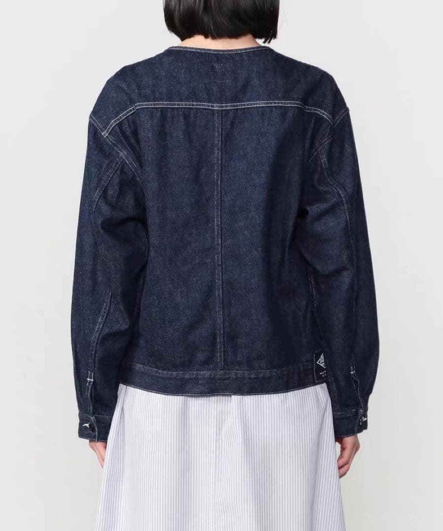 【新品】DANTONデニムノーカラージャケット 36