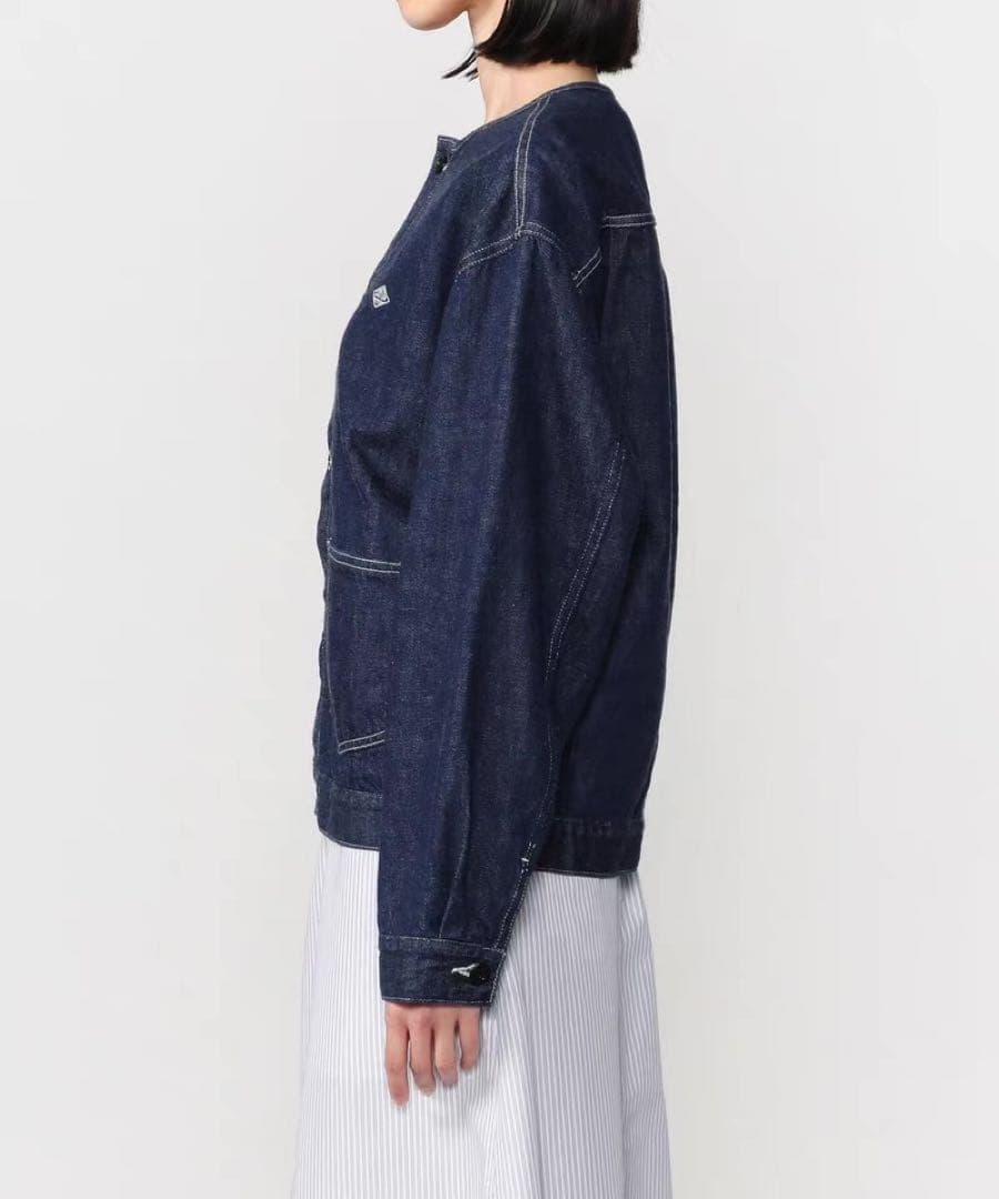 【新品】DANTONデニムノーカラージャケット 36