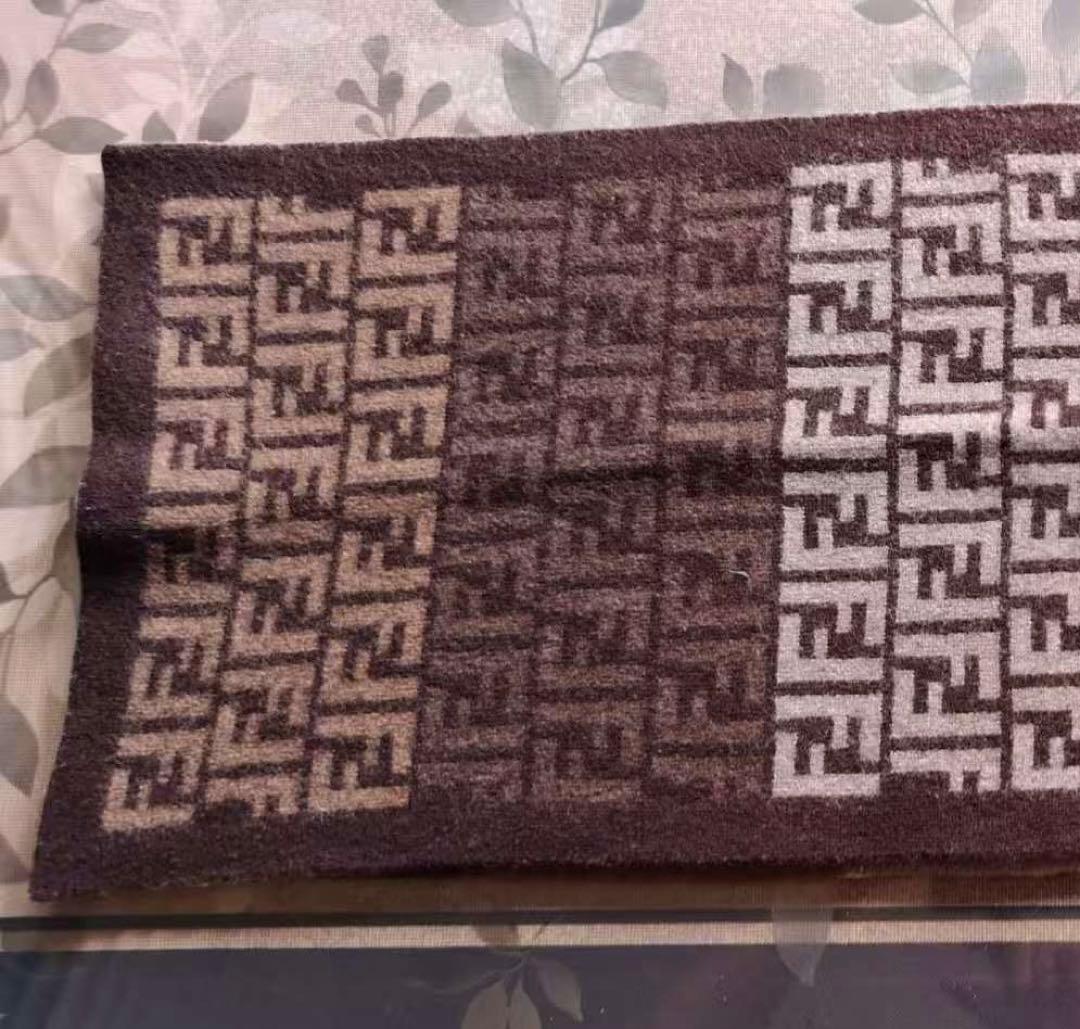 yamajun　Fendi ブラウン系 ロゴ　100%ウールマフラー