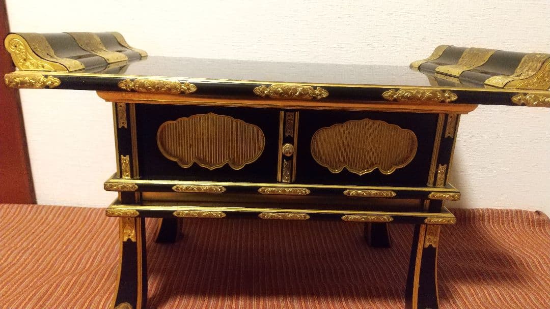 仏具 経机 卓 机 純黒 前机　工芸美術