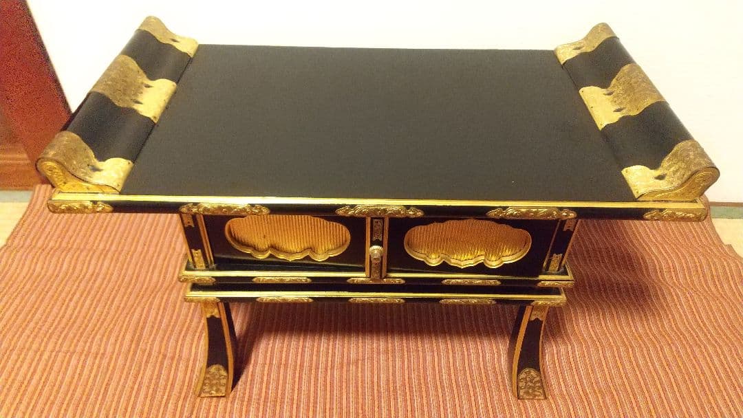 仏具 経机 卓 机 純黒 前机　工芸美術