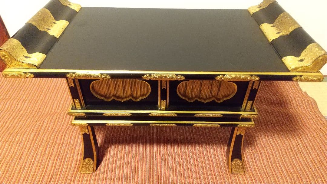 仏具 経机 卓 机 純黒 前机　工芸美術