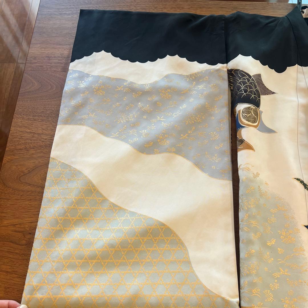 鷹　正絹　男の子お宮参り着物　産着長襦袢付き　スタイ　帽子