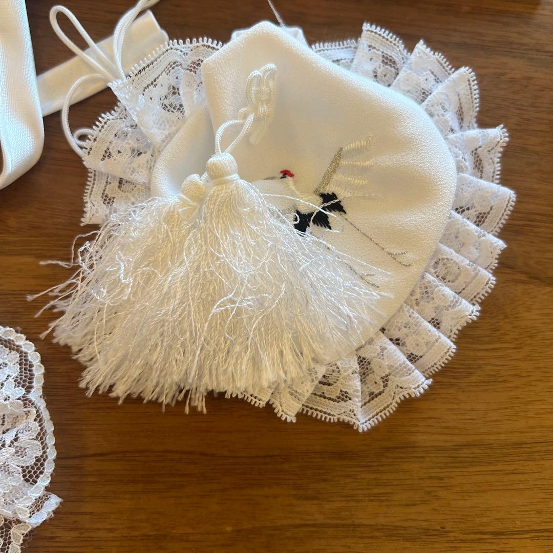 鷹　正絹　男の子お宮参り着物　産着長襦袢付き　スタイ　帽子