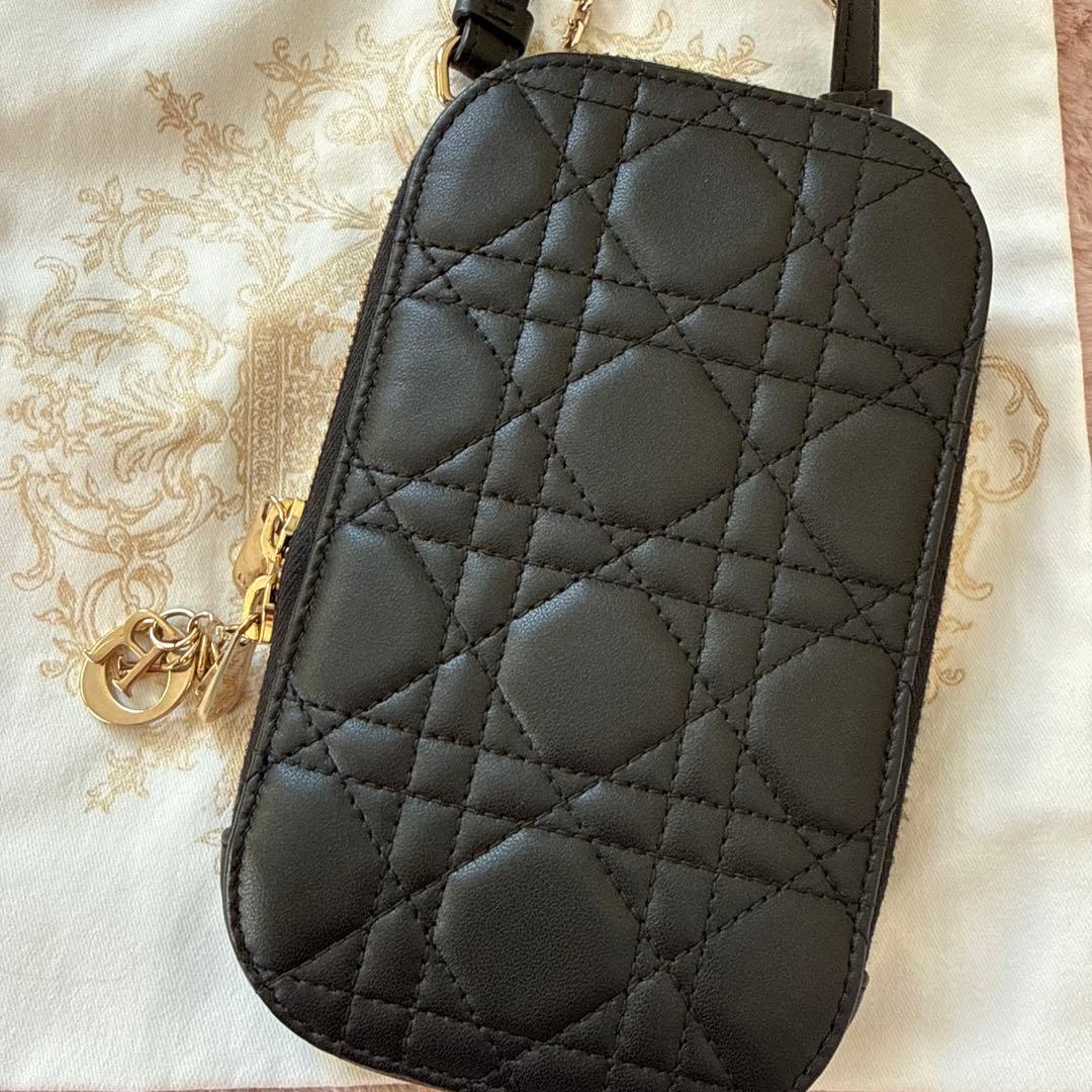 Ladydior フォンホルダー　カナージュラムスキン　保存袋付き