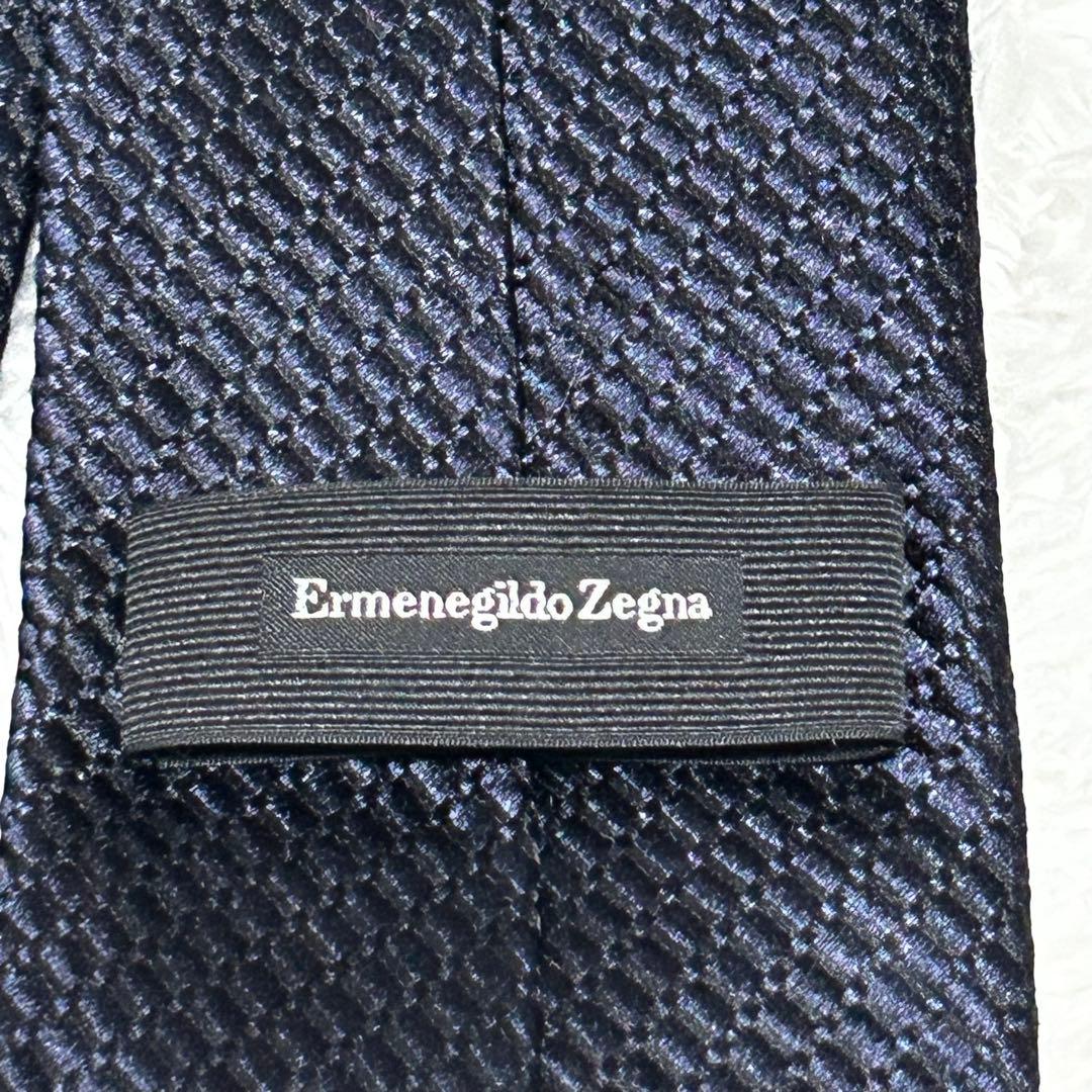 美品✨ エルメネジルドゼニア　ネクタイ　シルク100% ビジネス　メンズ　紺