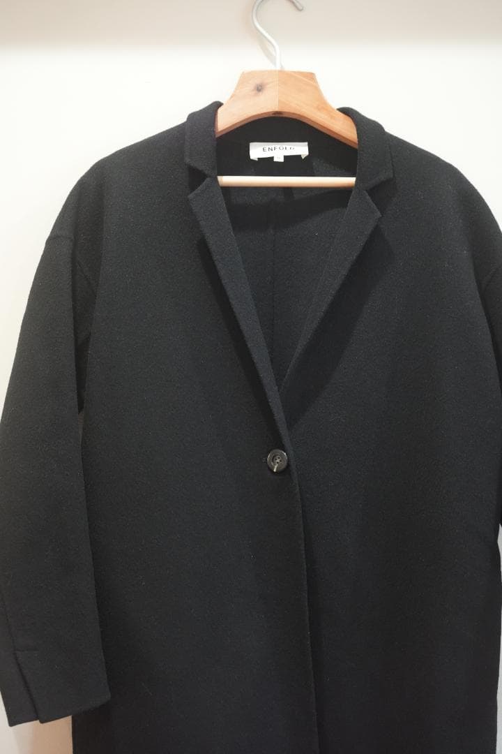 ENFOLD ウールリバーコート ブラック 36 チェスターコート ジャケット