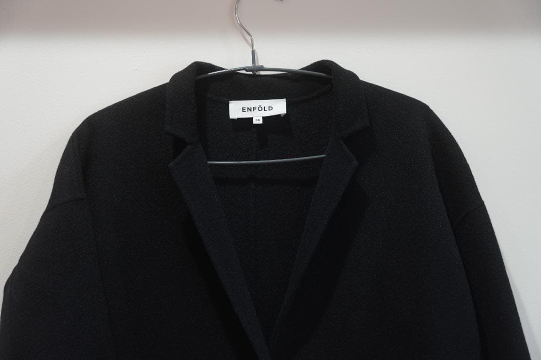 ENFOLD ウールリバーコート ブラック 36 チェスターコート ジャケット