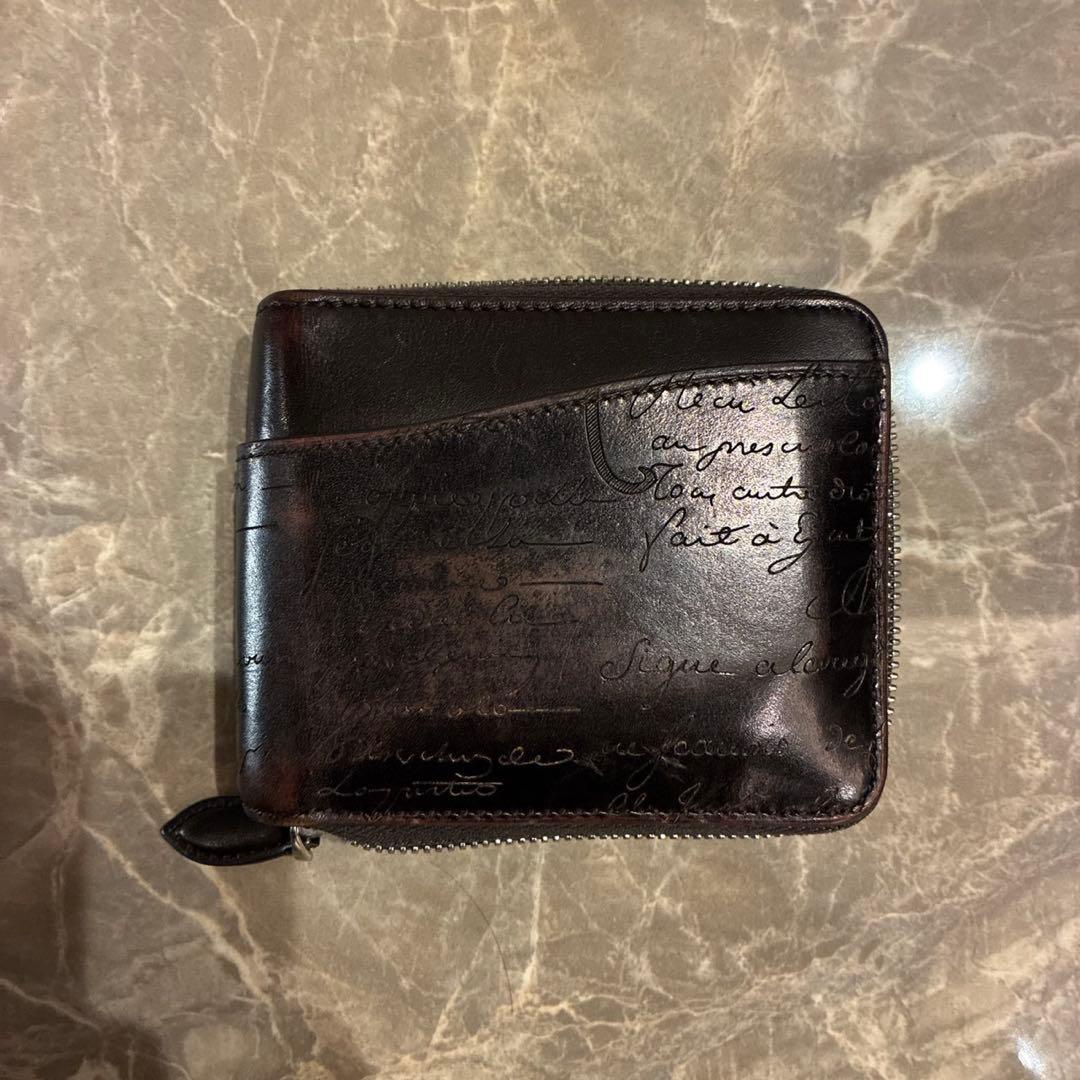 Berluti ダークブラウン レザー二つ折り財布