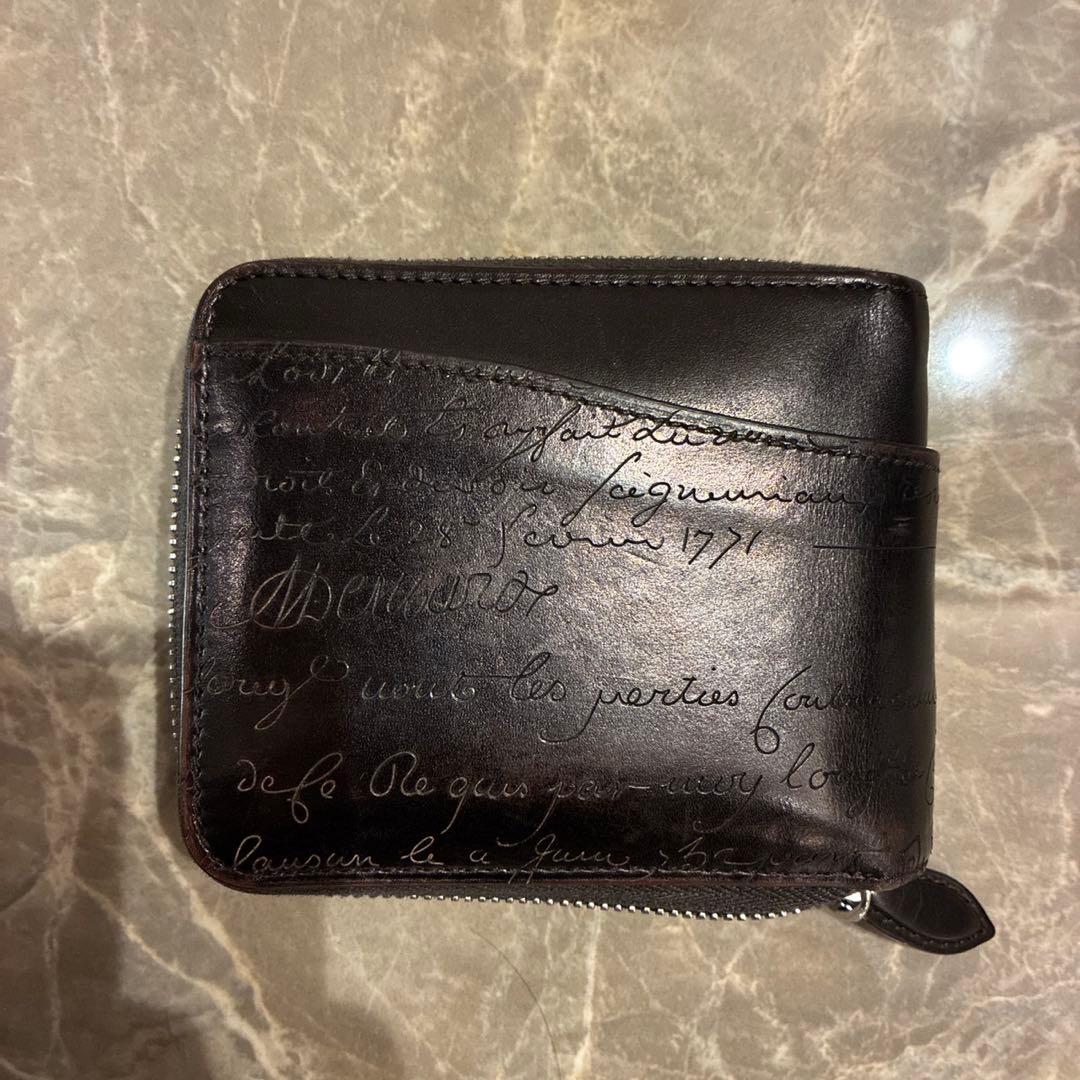 Berluti ダークブラウン レザー二つ折り財布