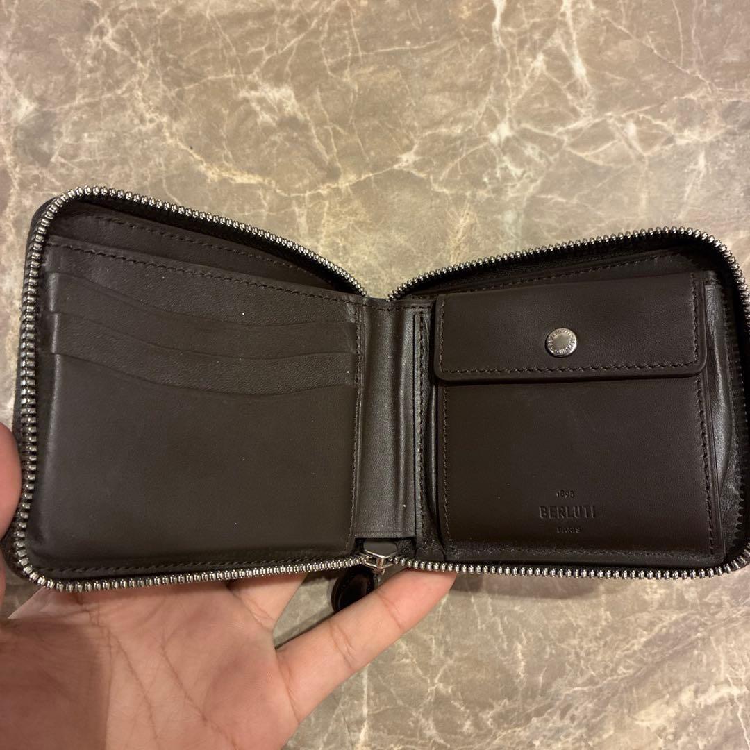 Berluti ダークブラウン レザー二つ折り財布