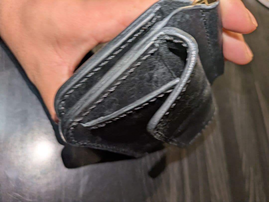 イタリアンレザー マネークリップ式 コンパクト財布 ウォレット 本革 総手縫い