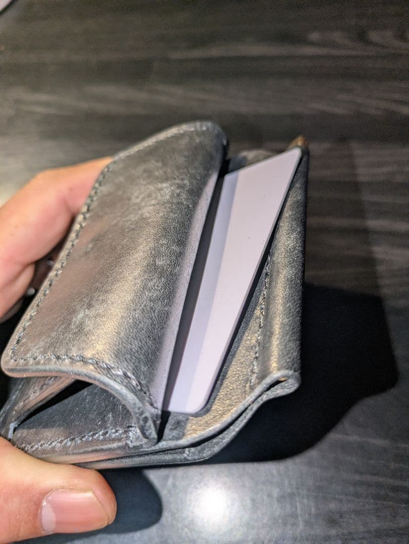 イタリアンレザー マネークリップ式 コンパクト財布 ウォレット 本革 総手縫い