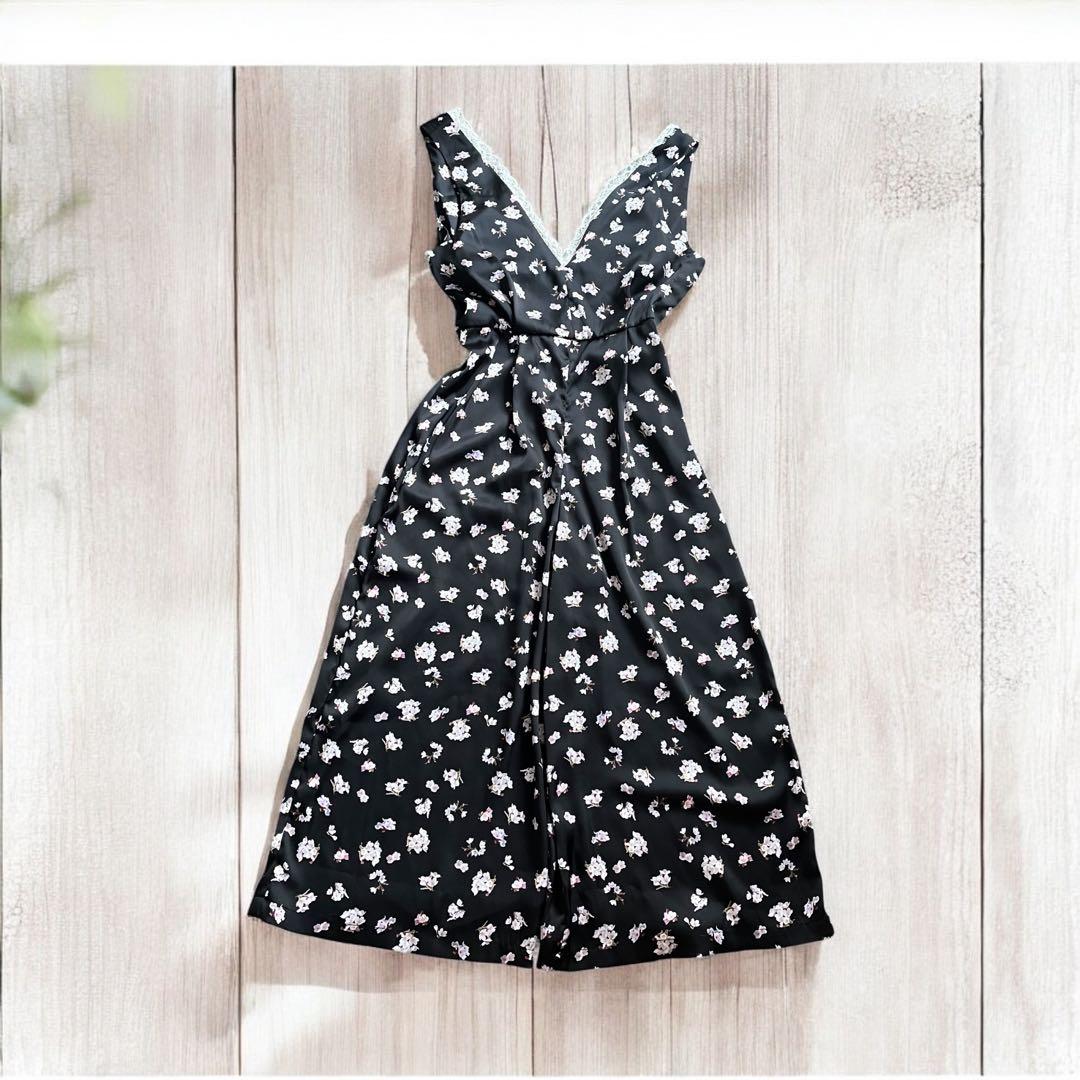 mikomori ミコモリ フラワー柄ノースリーブパンツドレス Mサイズ 極美品