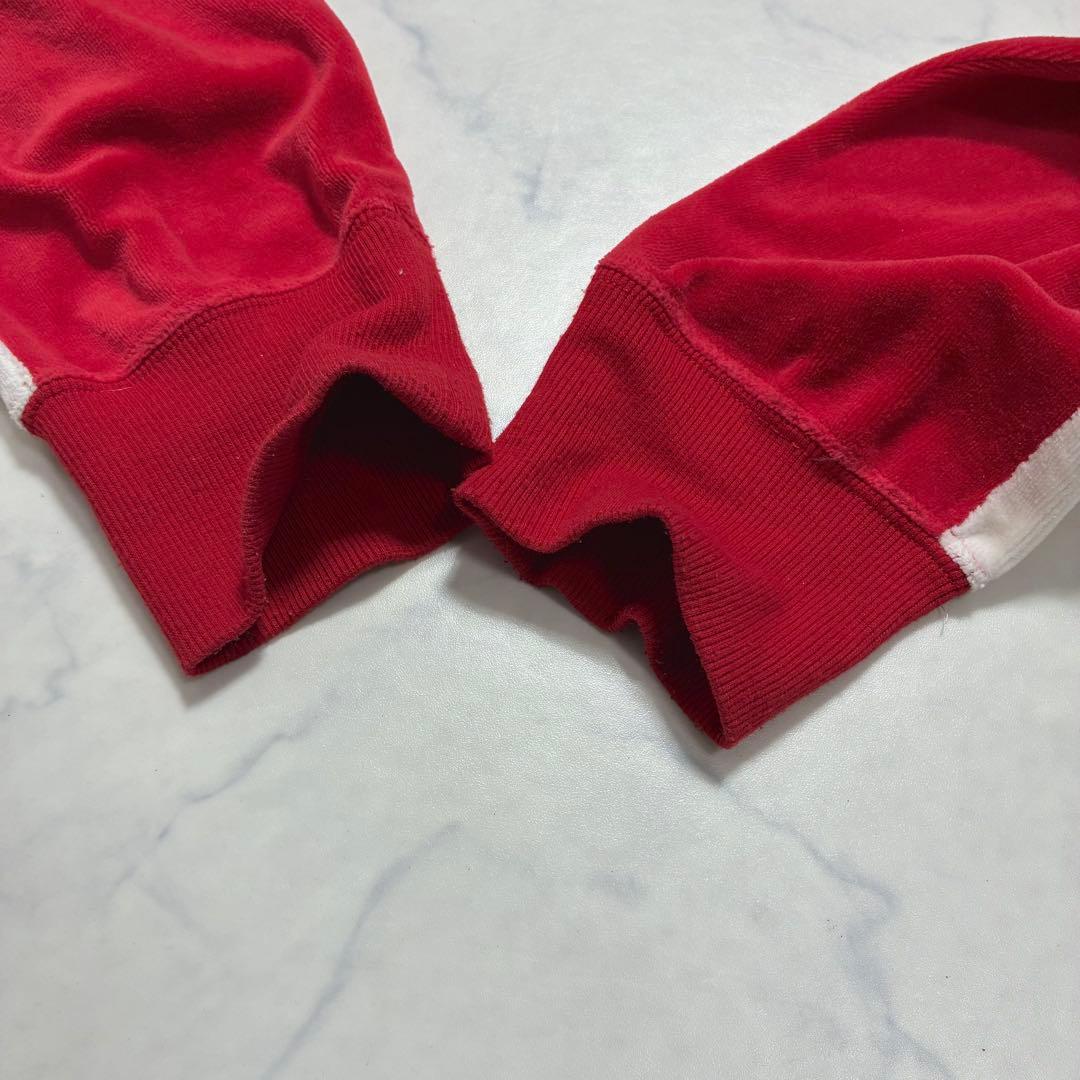 希少Lサイズ✨24カラッツ ベロア セットアップ デカロゴ ライン 赤 メンズ