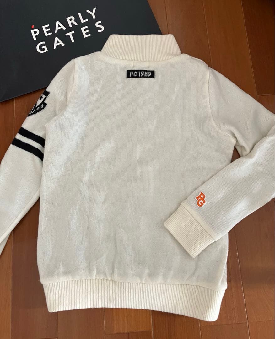 パーリーゲイツ ニットジャケット センターロゴ DIAPLEX 蓄熱　白