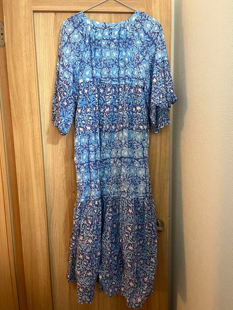 【美品！】ヌキテパ サラマリカ フラワーワンピース ドレス ブルー 水色
