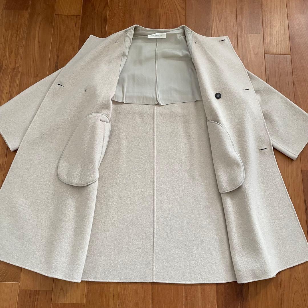 ギャルリーヴィー ウールダブルフェイス カラーレス トレンチコート
