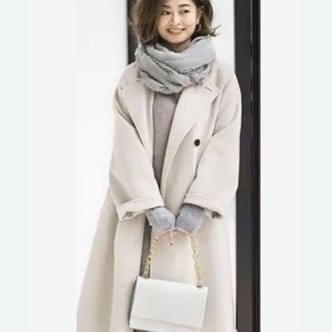 ギャルリーヴィー ウールダブルフェイス カラーレス トレンチコート