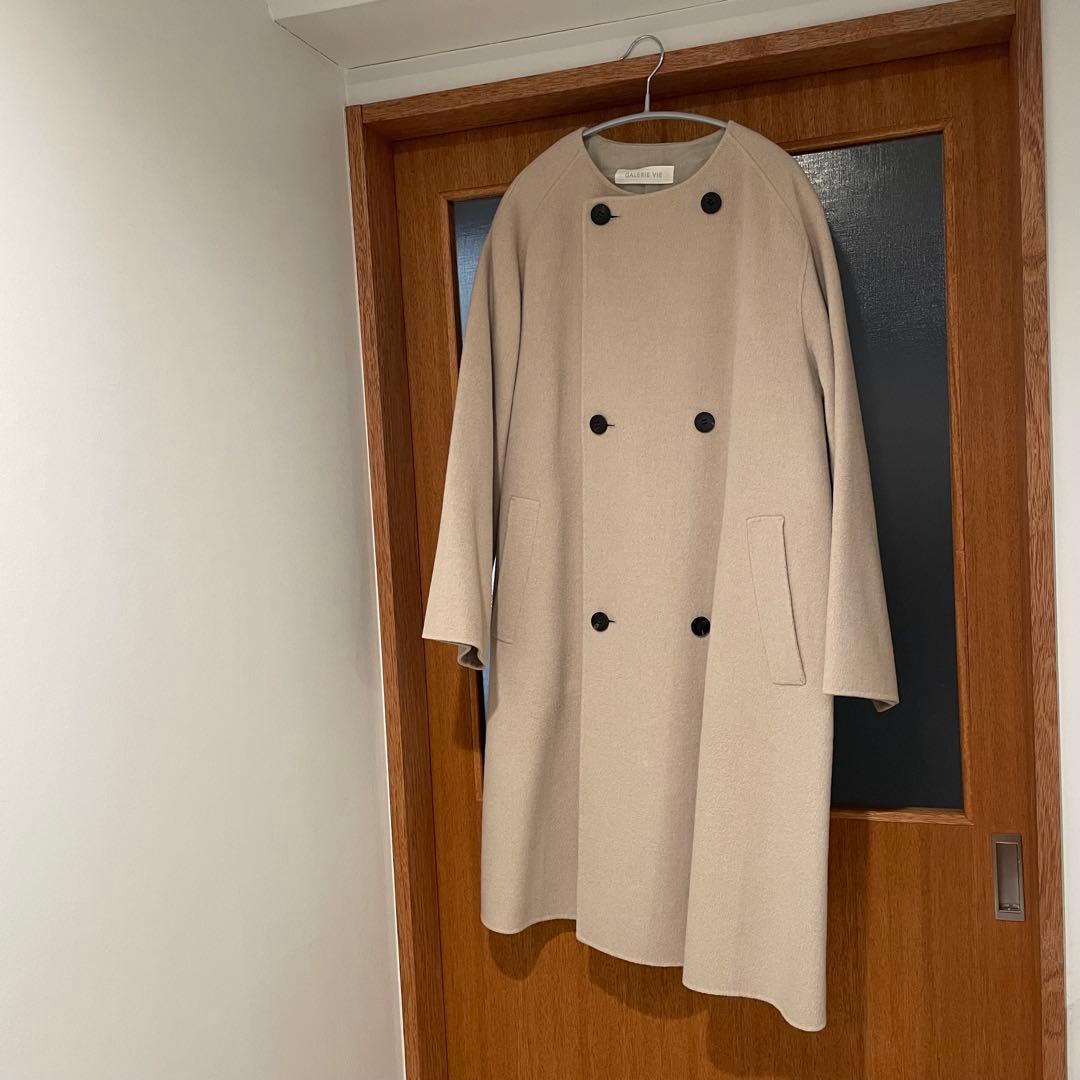 ギャルリーヴィー ウールダブルフェイス カラーレス トレンチコート