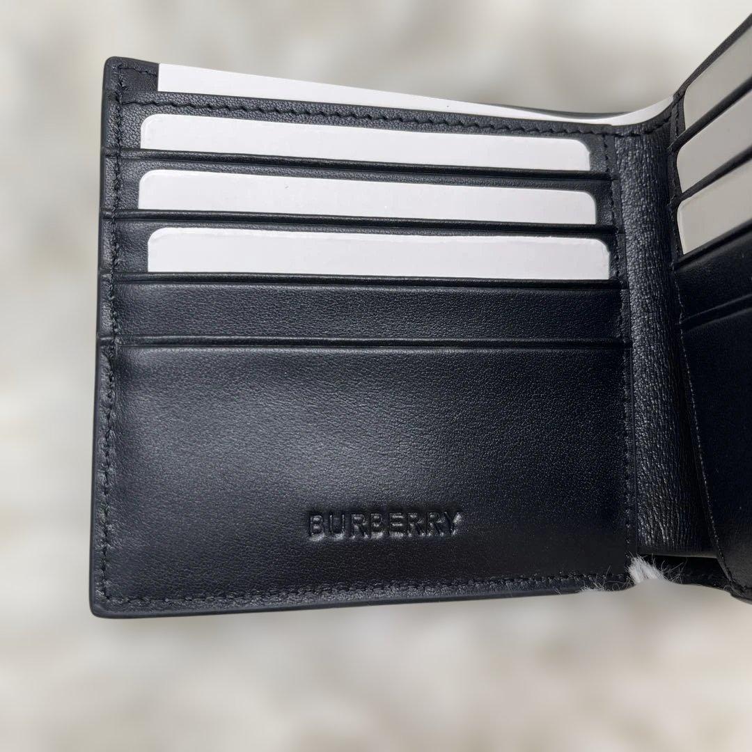 新品 BURBERRY バーバリー 二つ折り財布 チャコール　チェック 新型