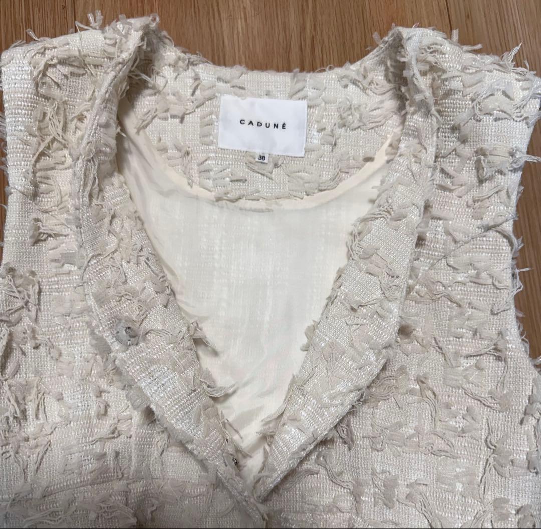 カデュネ リボンヤーン ペプラムジレ 38