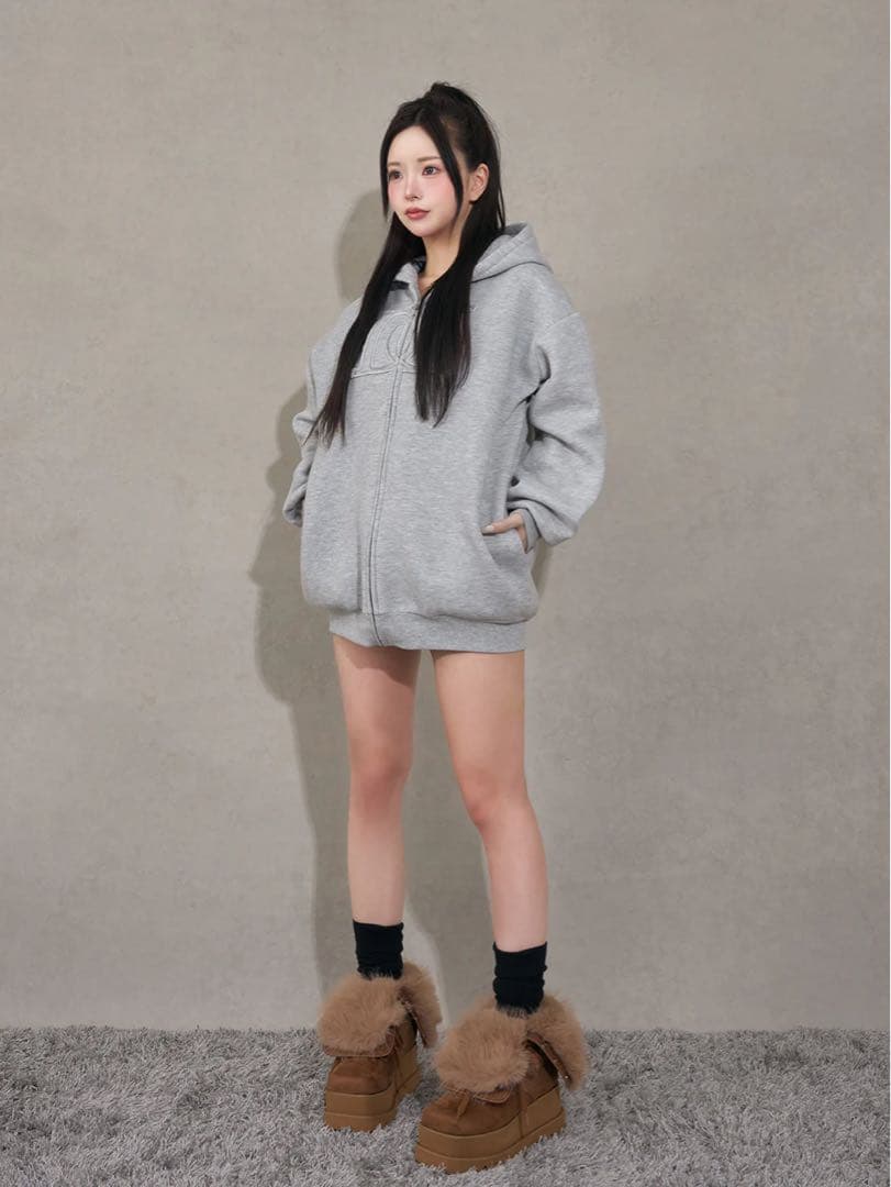 ダーリッチ アップリケDDロゴパーカー グレー