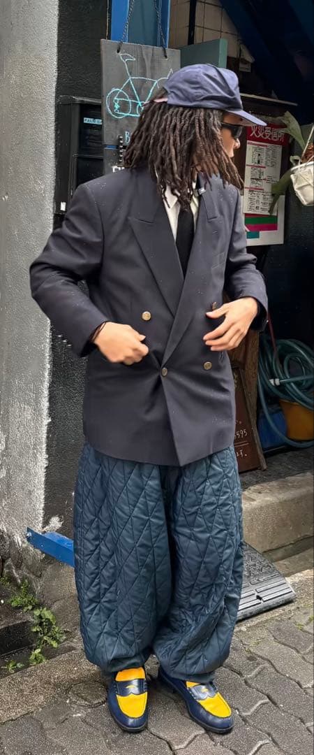 キルティングパンツ M-TALL ダークブルー　JCPenney 80s 古着