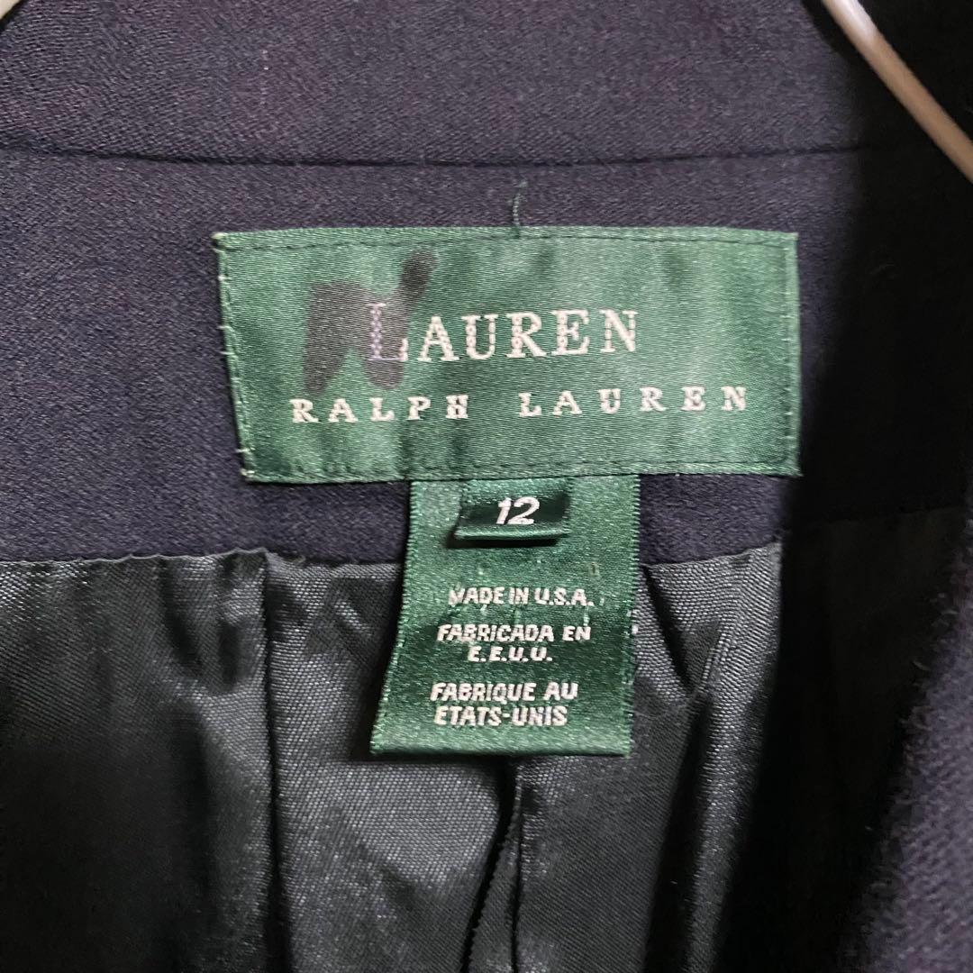 【LAUREN RALPH LAUREN】ワッペン 金ボタン 紺ブレ 肩パッド