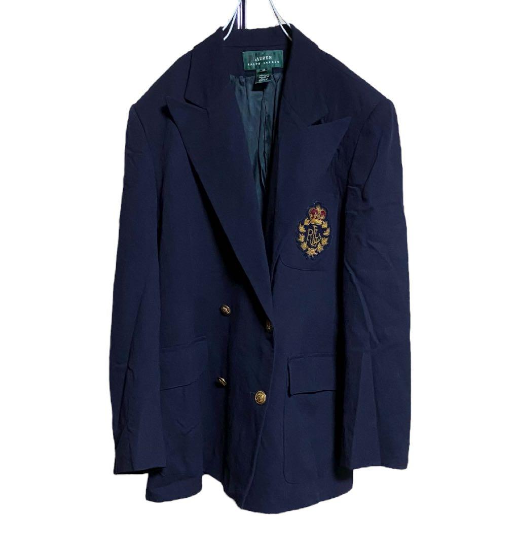 【LAUREN RALPH LAUREN】ワッペン 金ボタン 紺ブレ 肩パッド