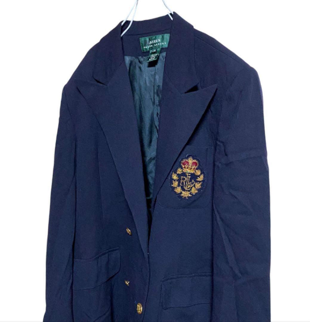【LAUREN RALPH LAUREN】ワッペン 金ボタン 紺ブレ 肩パッド