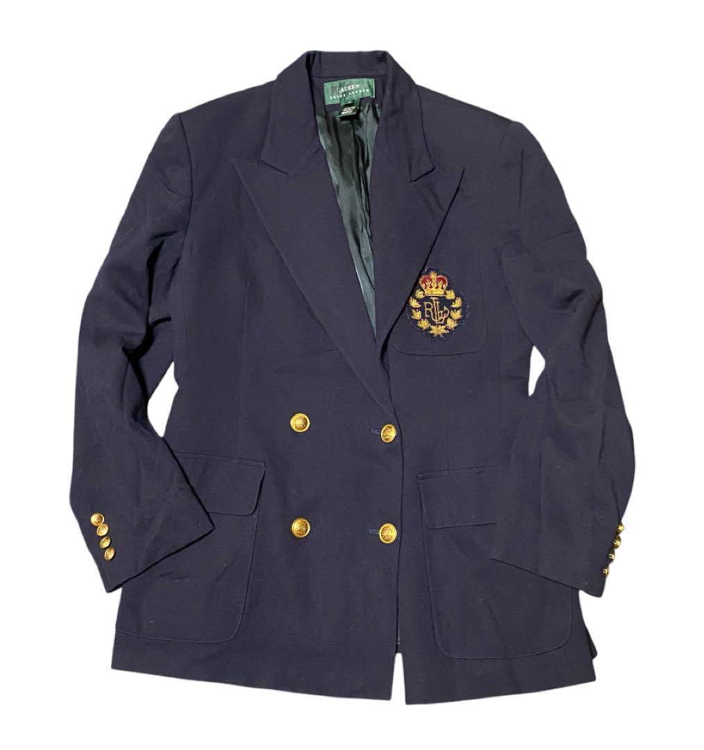 【LAUREN RALPH LAUREN】ワッペン 金ボタン 紺ブレ 肩パッド