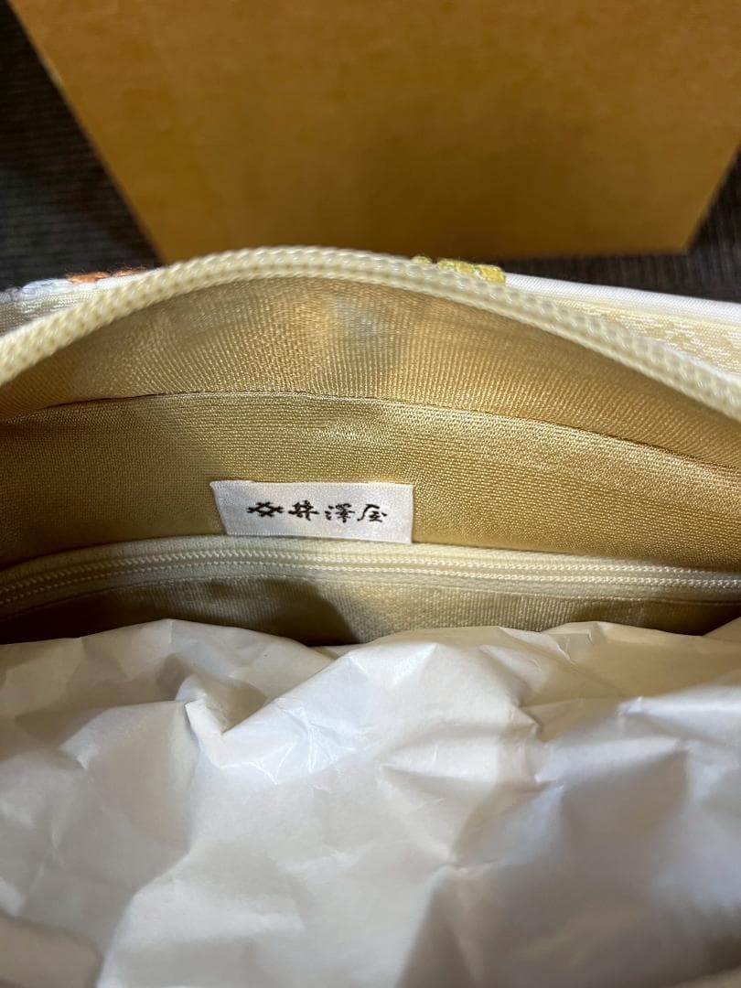 【井澤屋】利休バッグ　和装用バッグ クリーム色 唐織　707292