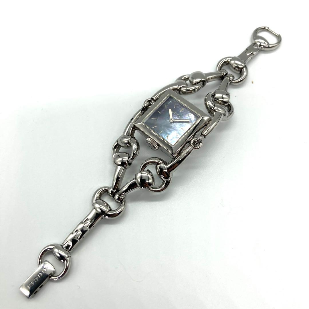 【稼働】 グッチ 腕時計 116.3 腕時計 シニョーリア QZ 青シェル文字盤