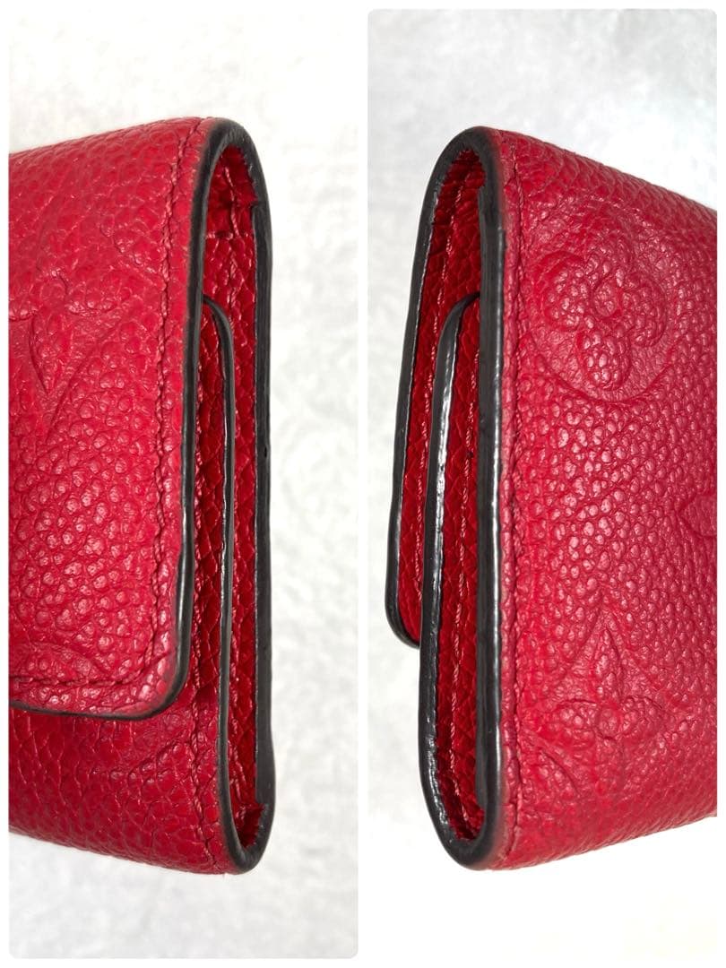 ルイヴィトン　モノグラム　アンプラント　レザー　6連キーケース　レッド