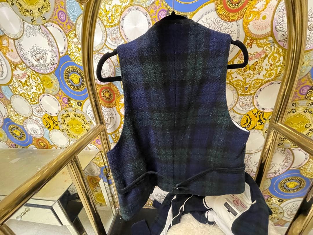 BEEMS ネイビー系チェック ジャケット スラックスセット