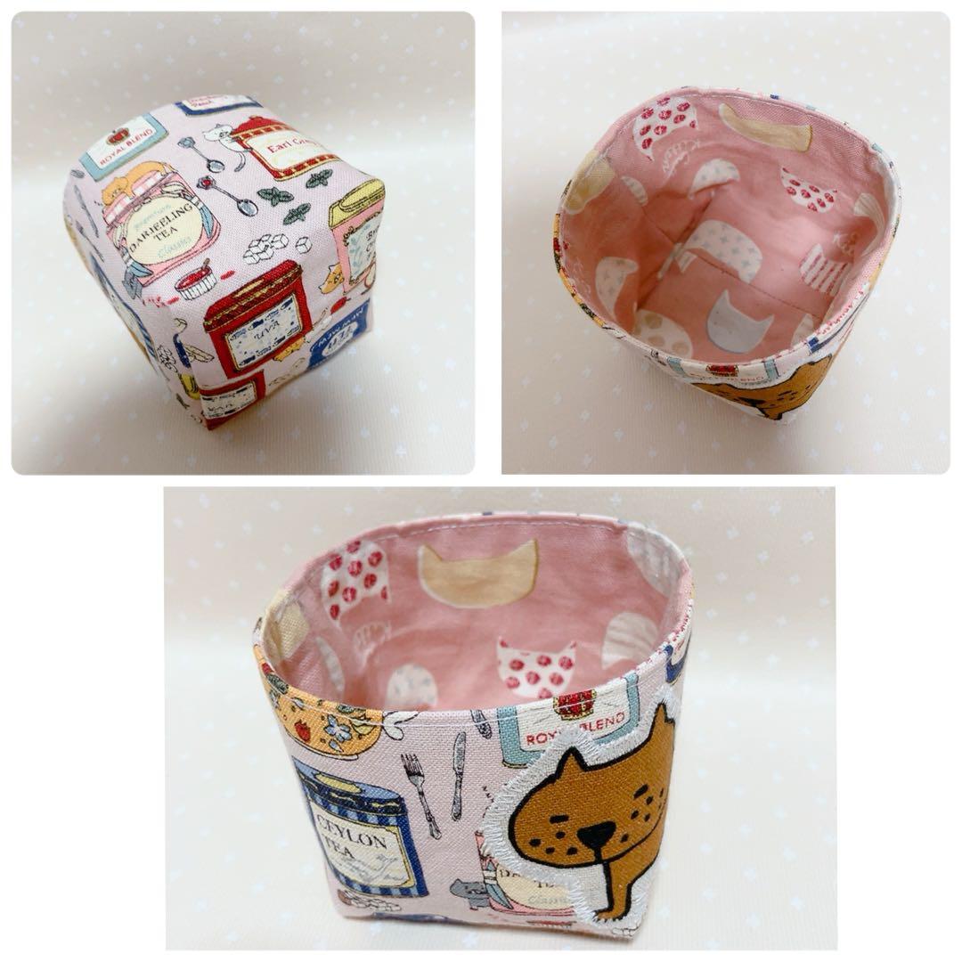 猫Love。 布バスケット スリムなペンケース ラウンドポーチ