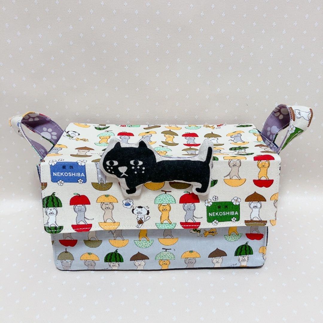 猫Love。 布バスケット スリムなペンケース ラウンドポーチ