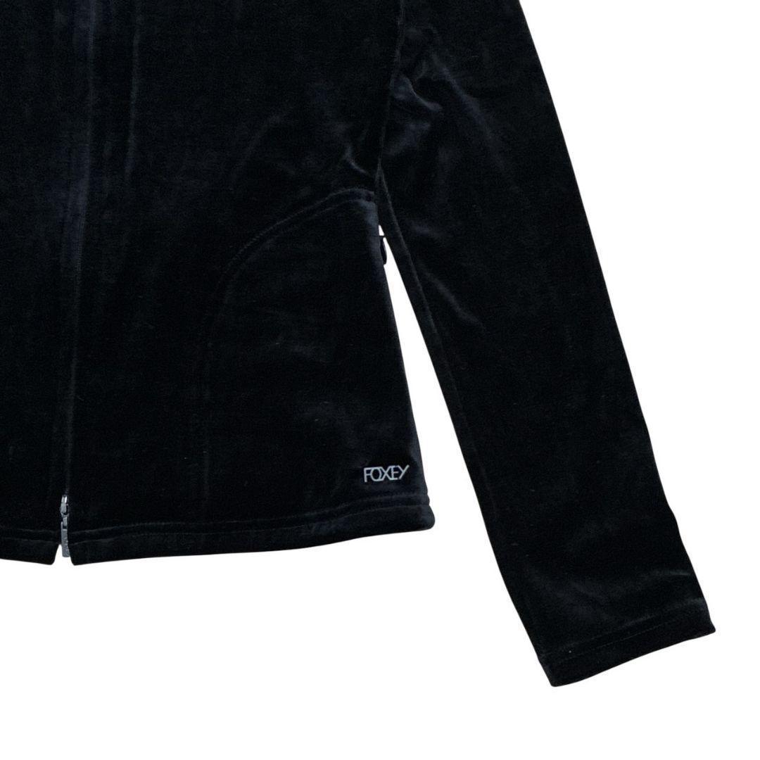 極美品✨FOXEY NEW YORK ベロア パーカー ロゴプレート 黒 38