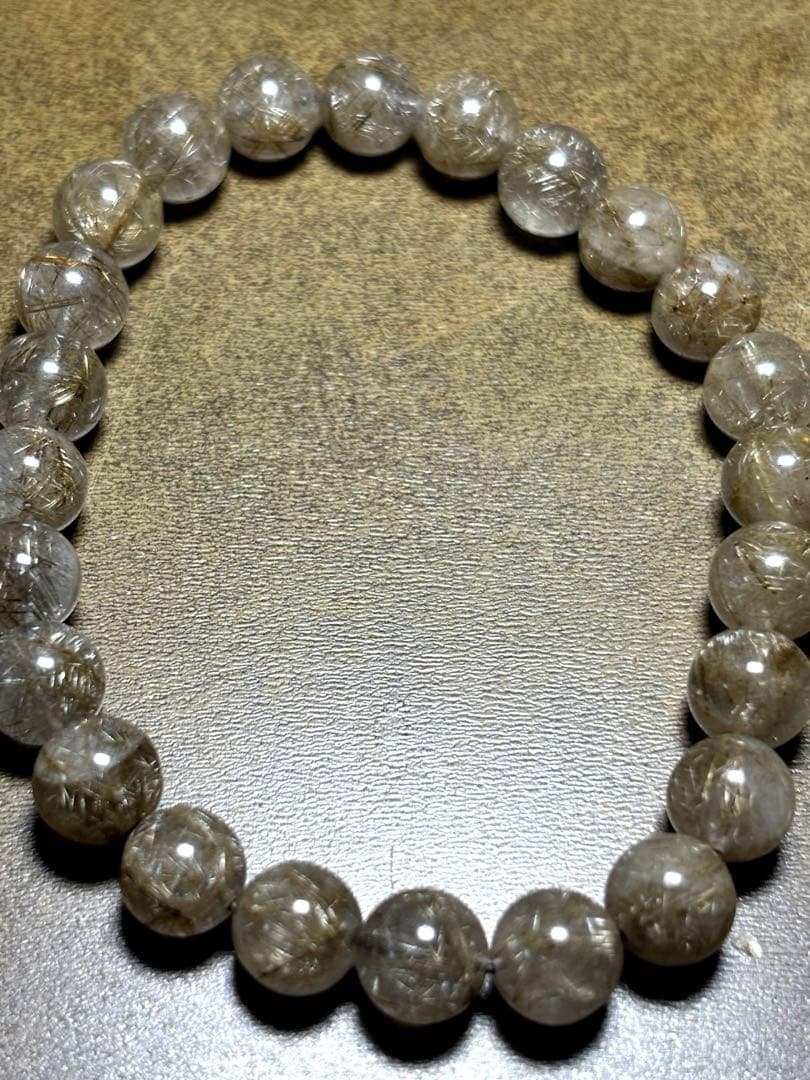 【新入荷】良品質　シルバールチルクォーツブレス約8㎜（新品未使用）希少　ルチル