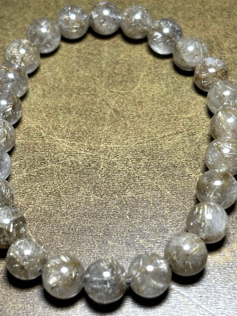 【新入荷】良品質　シルバールチルクォーツブレス約8㎜（新品未使用）希少　ルチル
