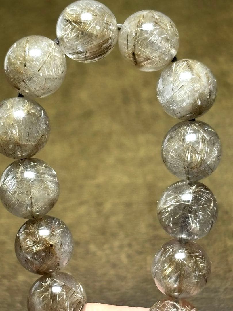 【新入荷】良品質　シルバールチルクォーツブレス約8㎜（新品未使用）希少　ルチル