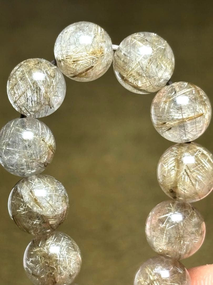 【新入荷】良品質　シルバールチルクォーツブレス約8㎜（新品未使用）希少　ルチル