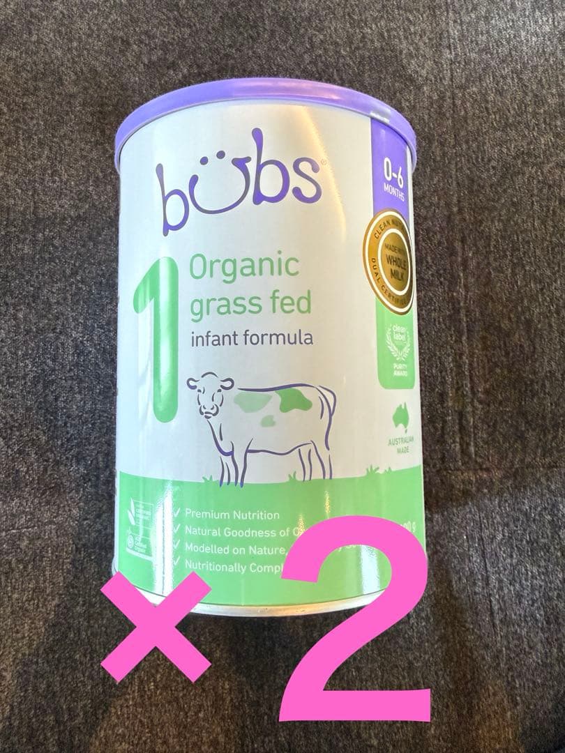 bubs バブズ　オーガニックグラスフェッド粉ミルク　ステップ１　２缶