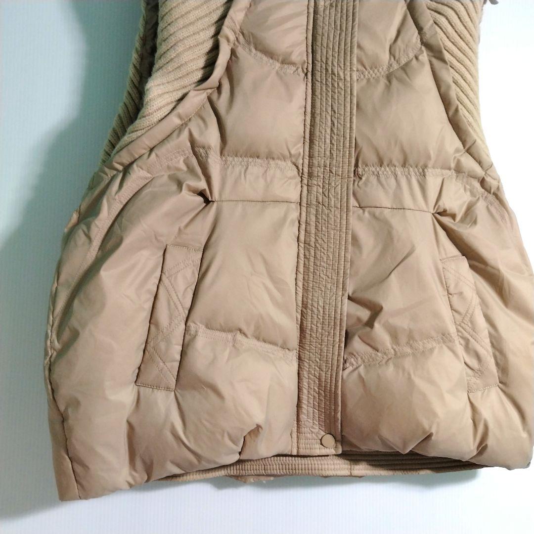 ニットドッキングダウンベスト フード ダウンベスト ベージュ フード付き
