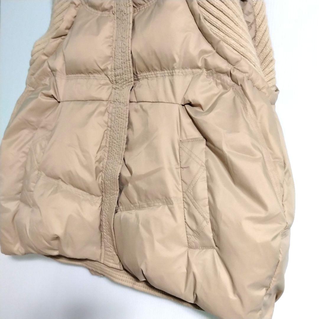 ニットドッキングダウンベスト フード ダウンベスト ベージュ フード付き